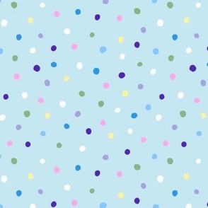Multicolor Painted Dots on Pale Caribbean