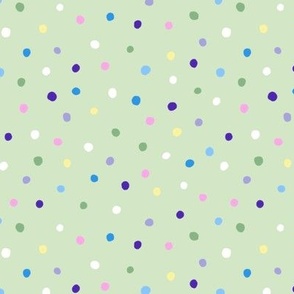 Multicolor Painted Dots on Pale Olive