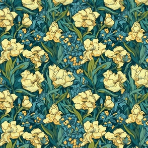 van gogh blue and yellow floral