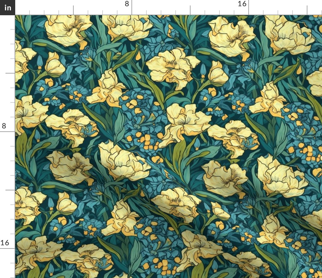 van gogh blue and yellow floral