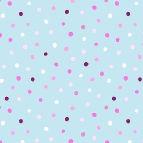 Mixed Pinks Painted Dots on Pale Caribbean