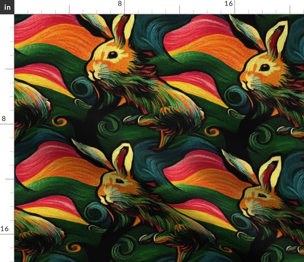 van gogh rainbow bunny