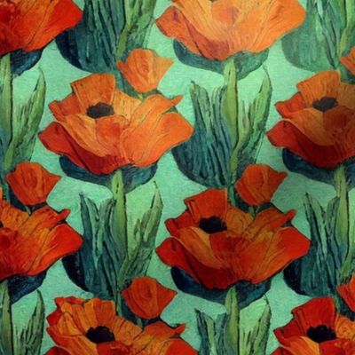 van gogh red and green poppies