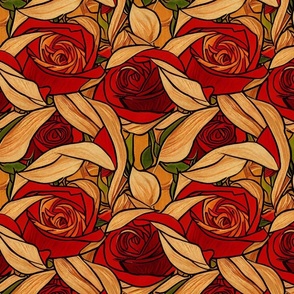 van gogh red rose pattern