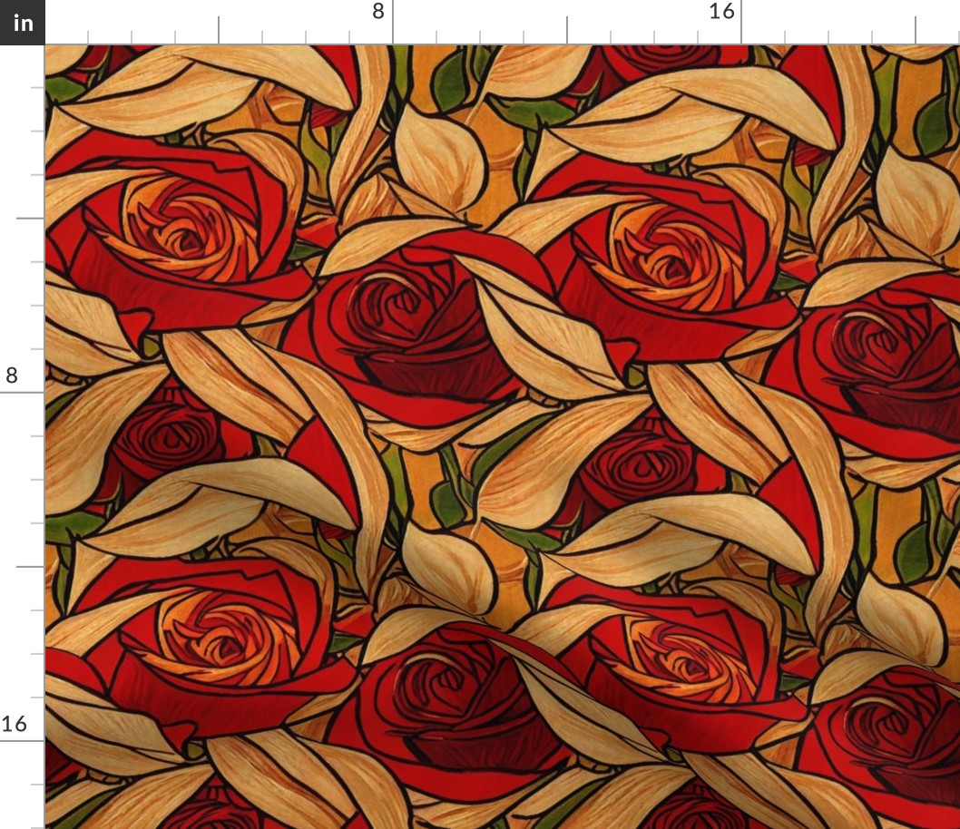 van gogh red rose pattern