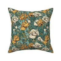 van gogh white and gold floral