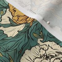 van gogh white and gold floral