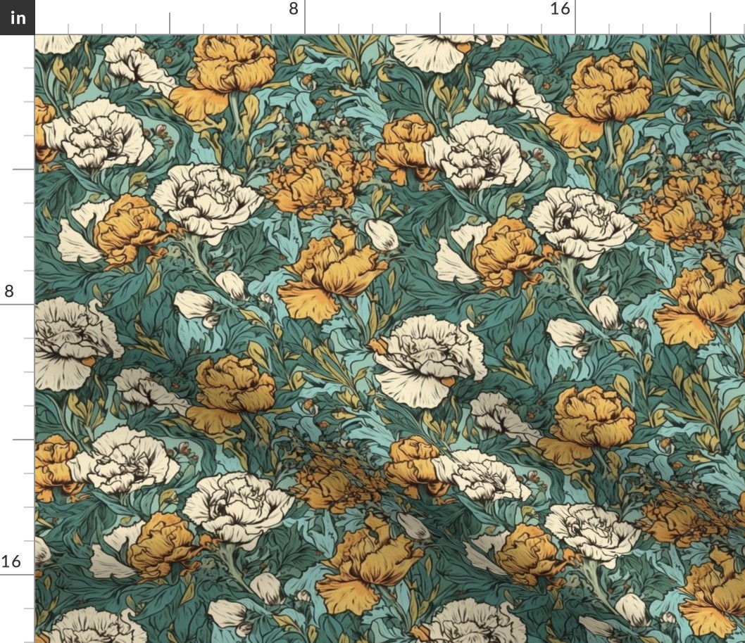 van gogh white and gold floral