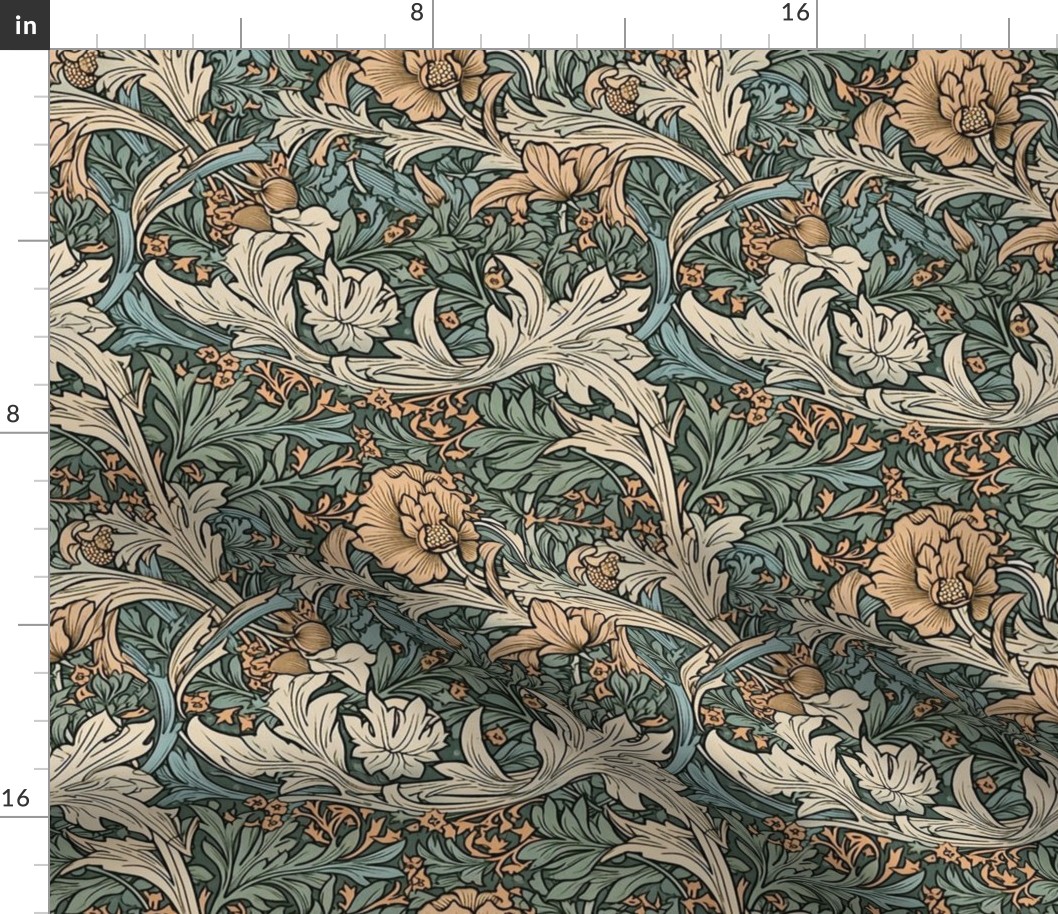 william morris white and green floral