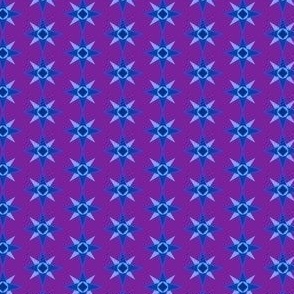 Blue star design on dark purple background- small