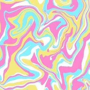 Pink Blue and Yellow Fluid Swirls