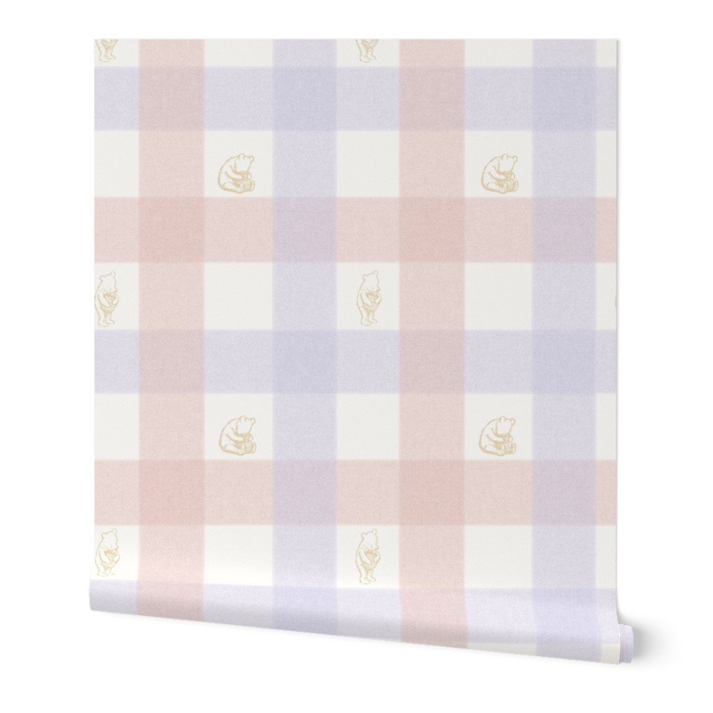 Classic Winnie-the-pooh gingham plaid in pink and lavender baby girl nursery