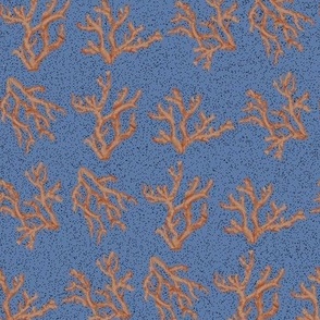 Earthtone sea coral on french blue