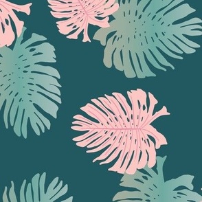 monstera-ombre-green-turquoise