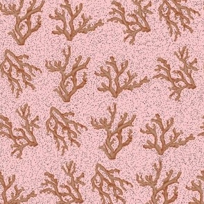 Earth tone sea coral on pink 