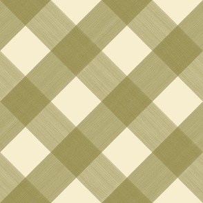 Custom Judy Diagonal Pea Green and Ivory 2 inch Buffalo Plaid