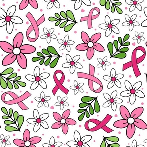 Large Scale Pink Ribbon Floral Breast Cancer Awareness and Support