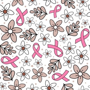 Large Scale Pink Ribbon Floral Breast Cancer Awareness and Support