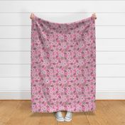 Large Scale Pink Ribbon Floral Breast Cancer Awareness and Support on Pink