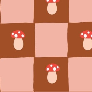 Checkerboard w mushroom pink-brown large