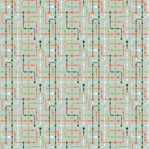 (S) Metro lines geometric celadon green