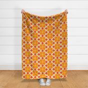 70s Retro Groovy Floral Pattern in Bright Gold Yellow Orange Red Beige LARGE