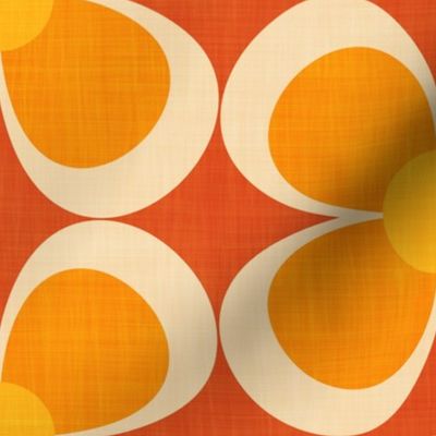 70s Retro Groovy Floral Pattern in Bright Gold Yellow Orange Red Beige LARGE