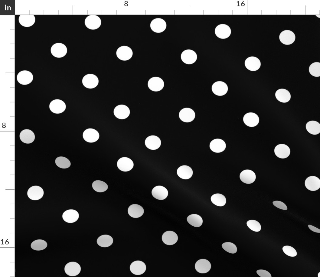 01 Black- Black and White Polka Dots- 1 inch- Petal Solids Coordinate- Solid Color- Halloween- Witch- Spooky