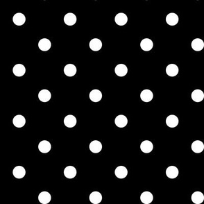 01 Black- Black and White Polka Dots- 1/2 inch- Petal Solids Coordinate- Solid Color- Halloween- Witch- Spooky