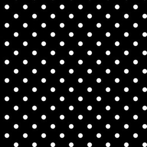 01 Black- Black and White Polka Dots- 1/4 inch- Petal Solids Coordinate- Solid Color- Halloween- Witch- Spooky
