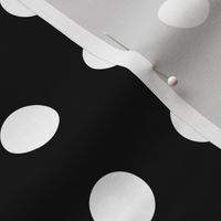 01 Black- Black and White Polka Dots on Grid- 1 inch- Petal Solids Coordinate- Solid Color- Halloween- Witch- Spooky