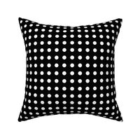 01 Black- Black and White Polka Dots on Grid- 1/2 inch- Petal Solids Coordinate- Solid Color- Halloween- Witch- Spooky