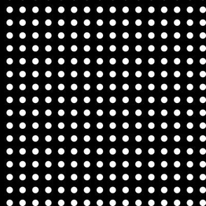 01 Black- Black and White Polka Dots on Grid- 1/4 inch- Petal Solids Coordinate- Solid Color- Halloween- Witch- Spooky