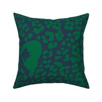 Large Spot the Leopard - Leopard in an ocean of spots - animal print - emerald green on navy blue (petal solids coordinate) 