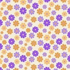 Yellow and  Lilac Scattered Blossoms  - Mini Scale - mix and match