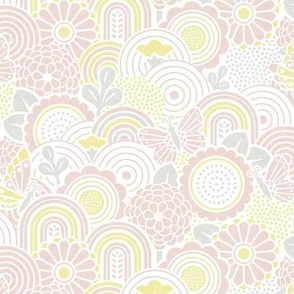 XS - Seigaiha Floral Pink Yellow Texture