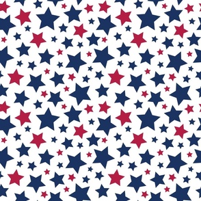 Red and Blue Stars on white - S small scale - USA Old Glory American flag colors