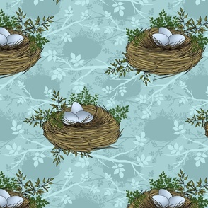 Little Nests of Robins Egg Blue (large scale)  