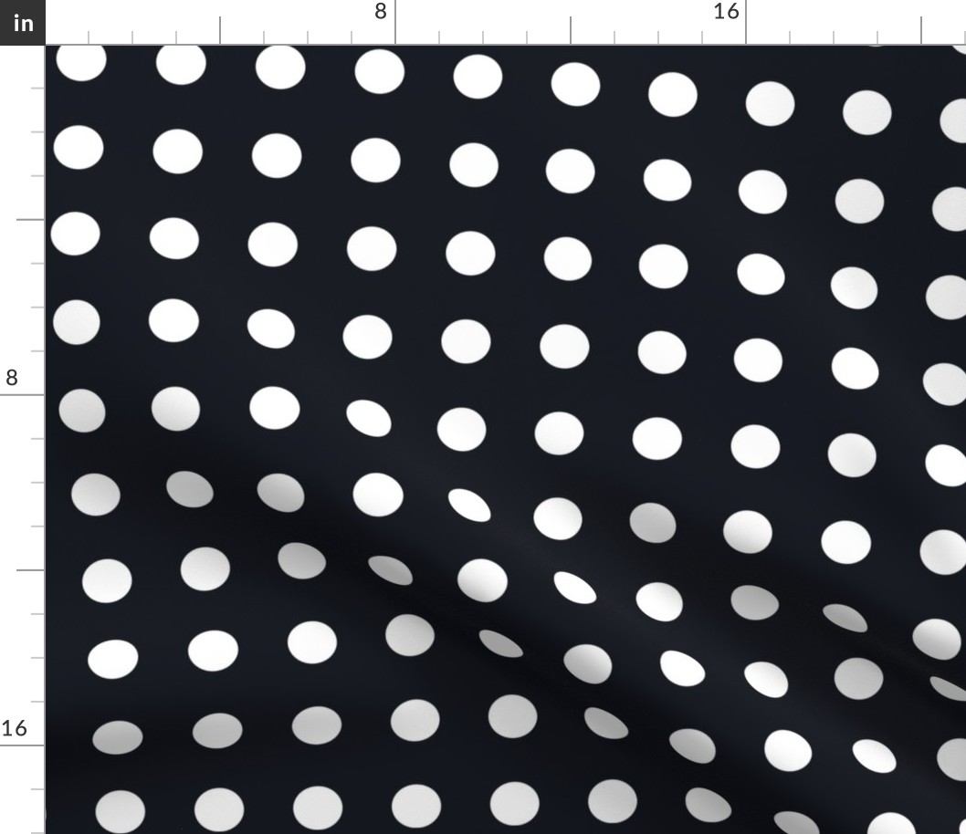 02 Graphite- Polka Dots on Grid- 1 inch- Petal Solids Coordinate- Solid Color- Faux Texture Wallpaper- Halloween- Dark Gray- Grey