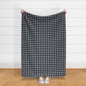 02 Graphite- Polka Dots on Grid- 1 inch- Linen Texture- Dark- Petal Solids Coordinate- Solid Color- Faux Texture Wallpaper- Halloween- Gray- Grey