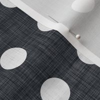 02 Graphite- Polka Dots on Grid- 1 inch- Linen Texture- Dark- Petal Solids Coordinate- Solid Color- Faux Texture Wallpaper- Halloween- Gray- Grey