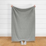 03 Pewter-Polka Dots on Grid- 1 inch- Linen Texture- Dark- Petal Solids Coordinate- Solid Color- Faux Texture Wallpaper- Gray- Grey- Natural- Ecru- Taupe- Neutral