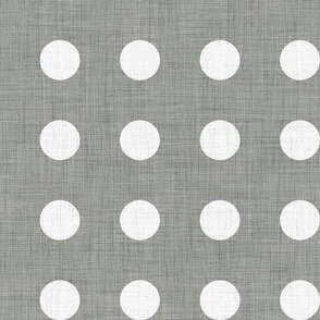 03 Pewter-Polka Dots on Grid- 1 inch- Linen Texture- Dark- Petal Solids Coordinate- Solid Color- Faux Texture Wallpaper- Gray- Grey- Natural- Ecru- Taupe- Neutral