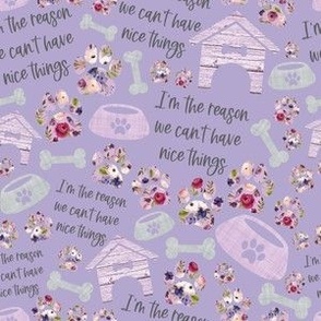 small scale im the reason we cant have nice things purple floral lilac