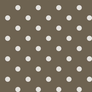 04 Bark- Polka Dots- 1 inch- Petal Solids Coordinate- Solid Color- Neutral Wallpaper- Brown- Neutral- Natural Earth Tones