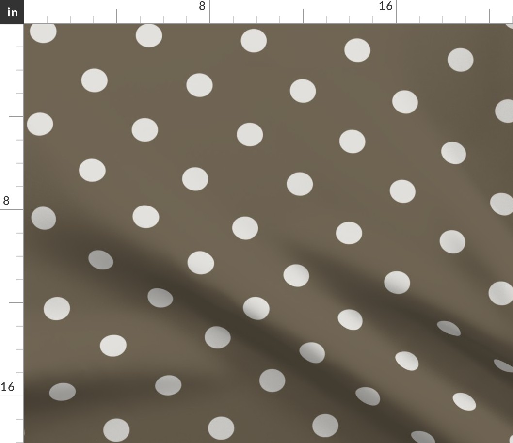 04 Bark- Polka Dots- 1 inch- Petal Solids Coordinate- Solid Color- Neutral Wallpaper- Brown- Neutral- Natural Earth Tones