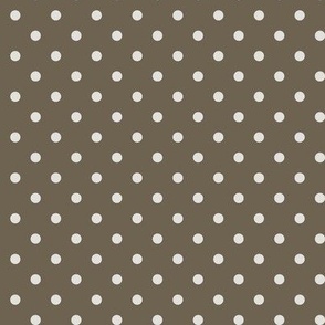 04 Bark- Polka Dots- 1/4 inch- Petal Solids Coordinate- Solid Color- Neutral Wallpaper- Brown- Neutral- Natural Earth Tones