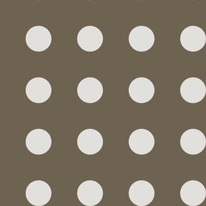 04 Bark- Polka Dots on Grid- 1 inch- Petal Solids Coordinate- Solid Color- Neutral Wallpaper- Brown- Neutral- Natural Earth Tones