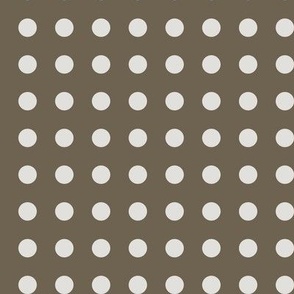 04 Bark- Polka Dots on Grid- 1/2 inch- Petal Solids Coordinate- Solid Color- Neutral Wallpaper- Brown- Neutral- Natural Earth Tones