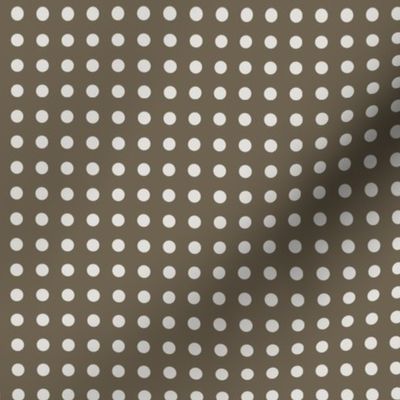 04 Bark- Polka Dots on Grid- 1/4 inch- Petal Solids Coordinate- Solid Color- Neutral Wallpaper- Brown- Neutral- Natural Earth Tones